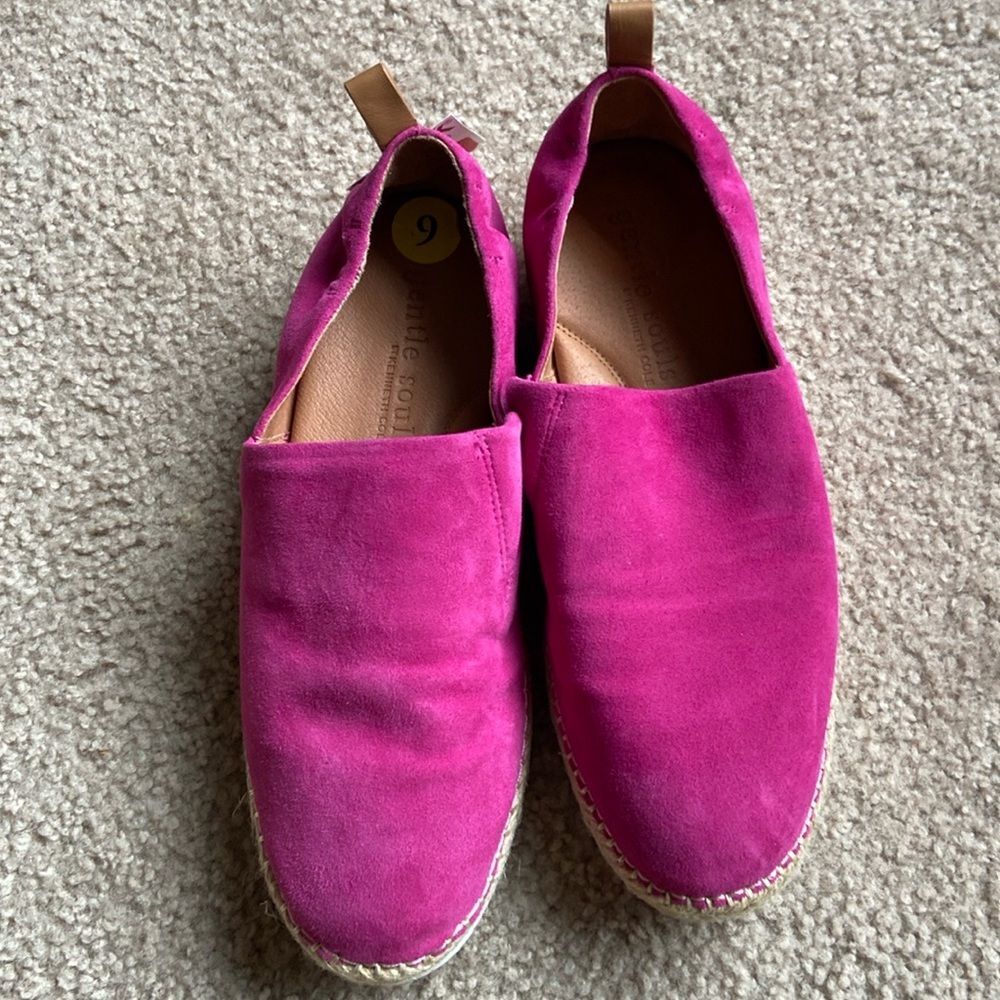 Gentle souls Dark Pink Barbie Suede Lara Sporty Platform Espadrille Loafer